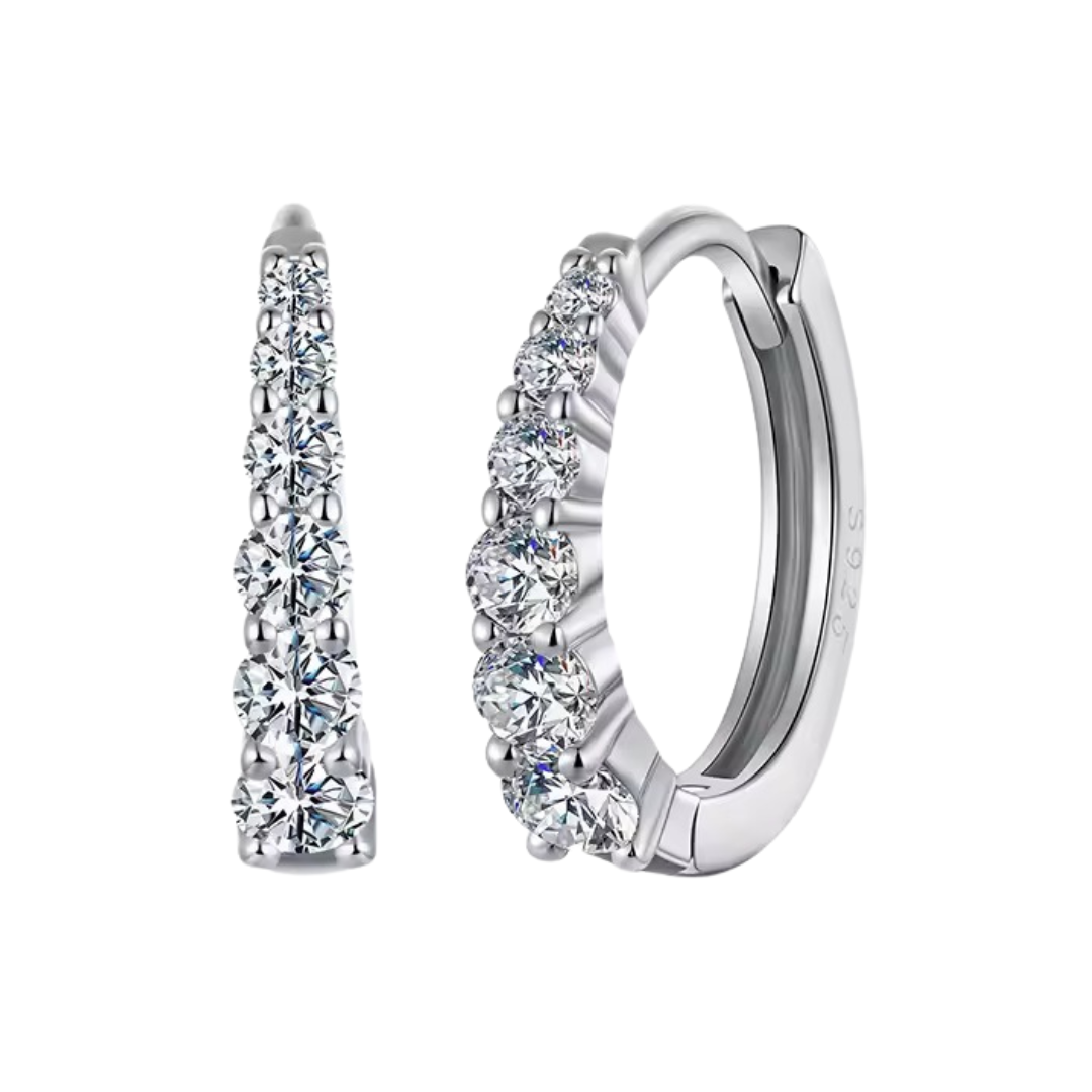 Tapered Moissanite Huggie Earrings
