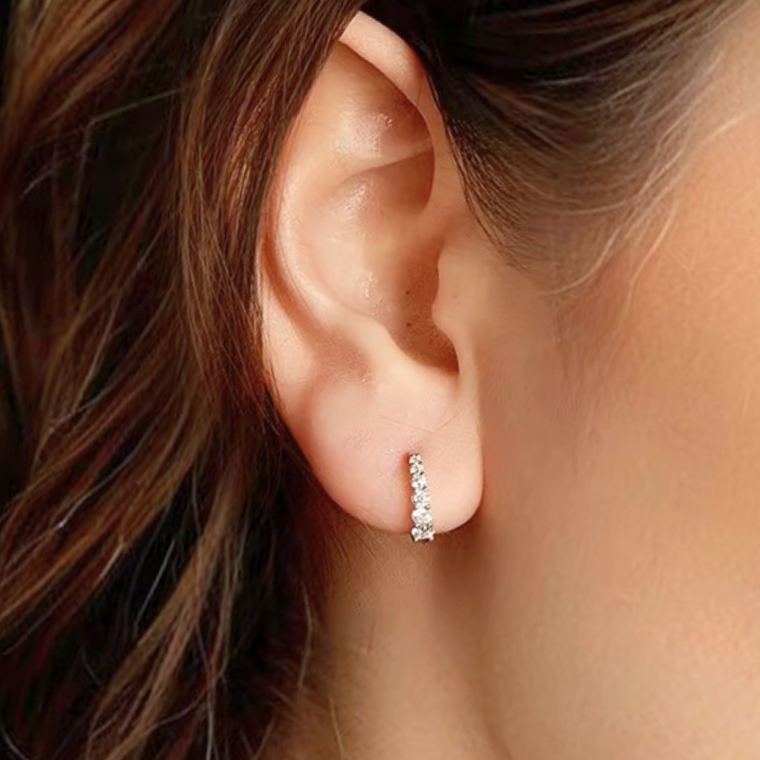 Tapered Moissanite Huggie Earrings