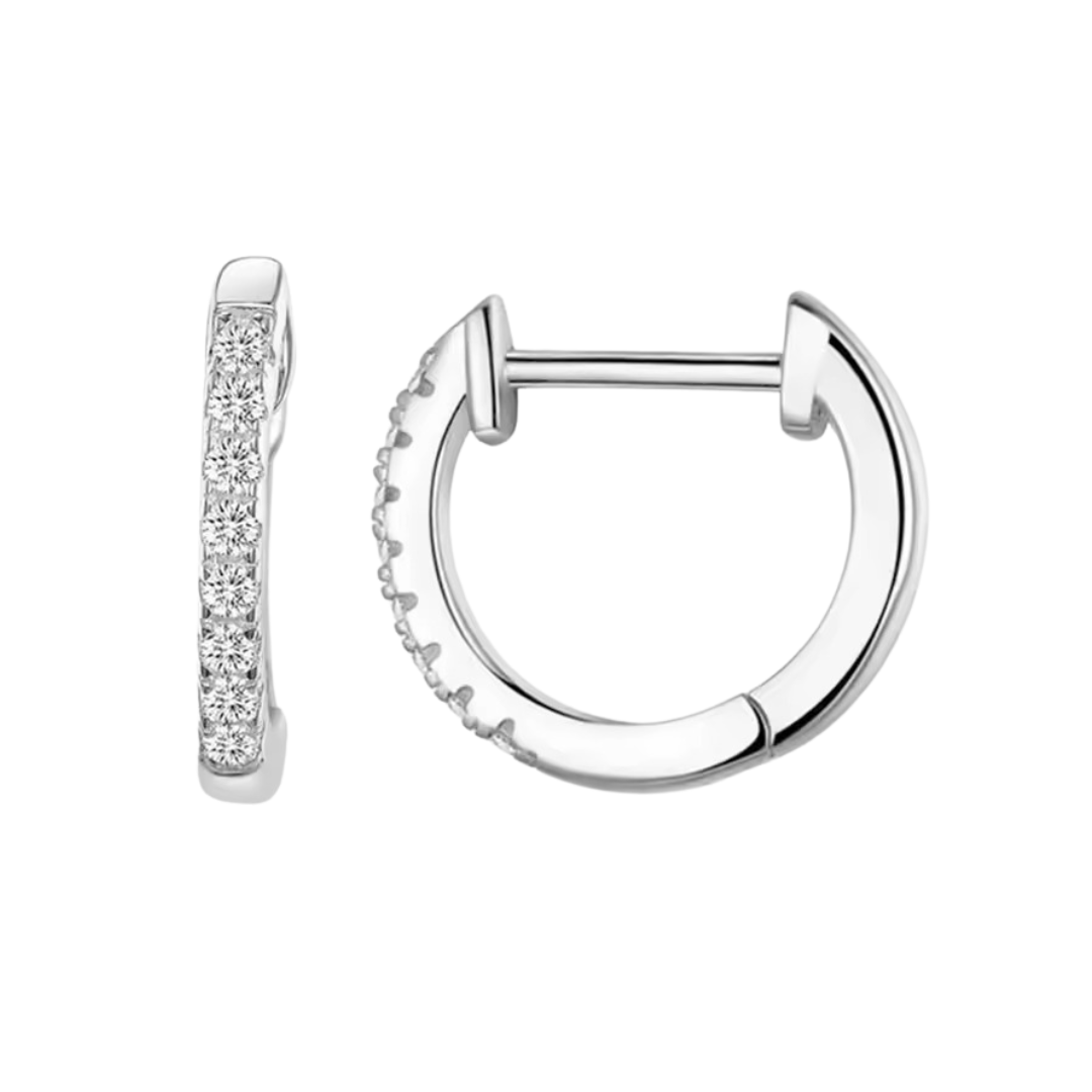 Cubic Zirconia Halo Huggie Earrings