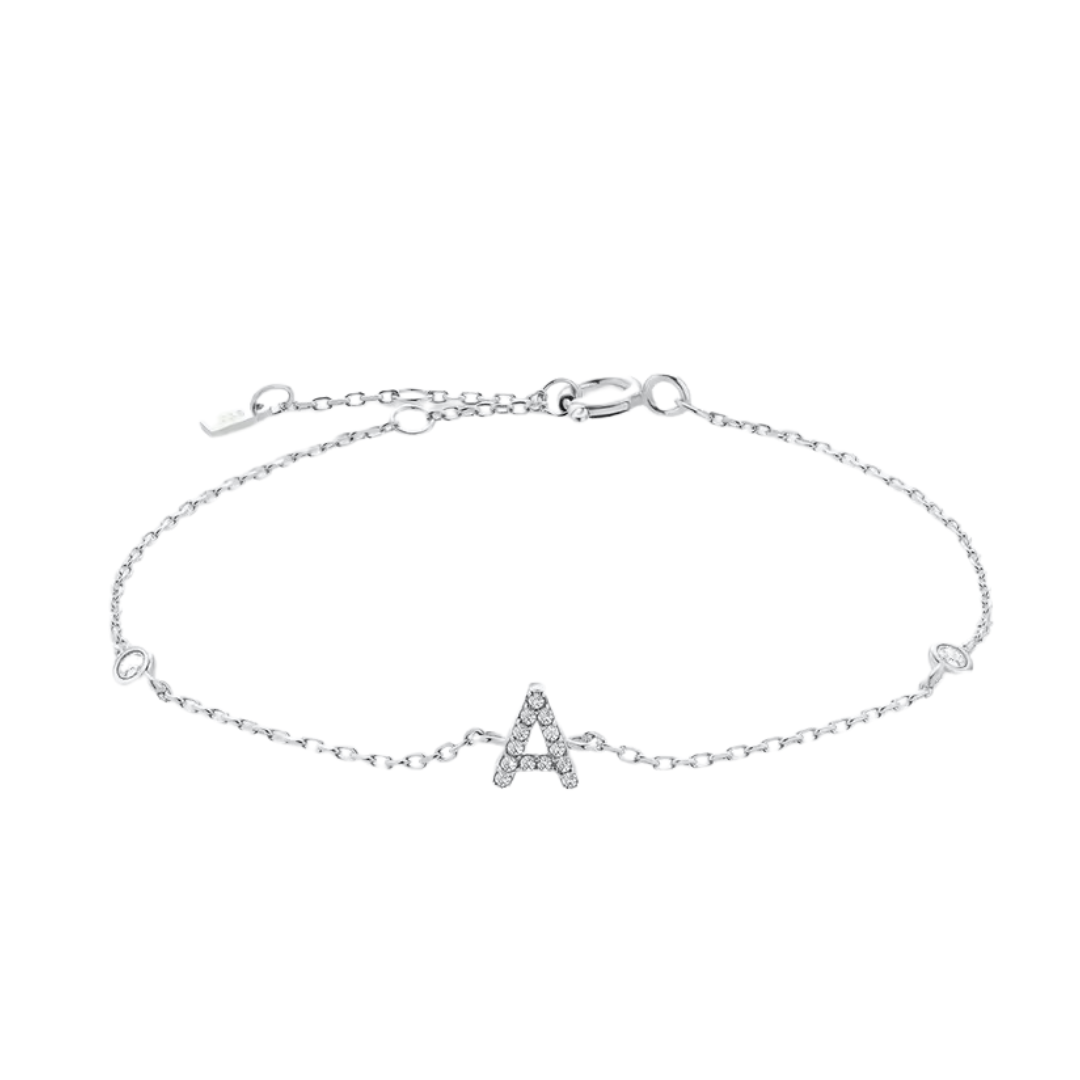 Zircon Initial Bracelet - Silver