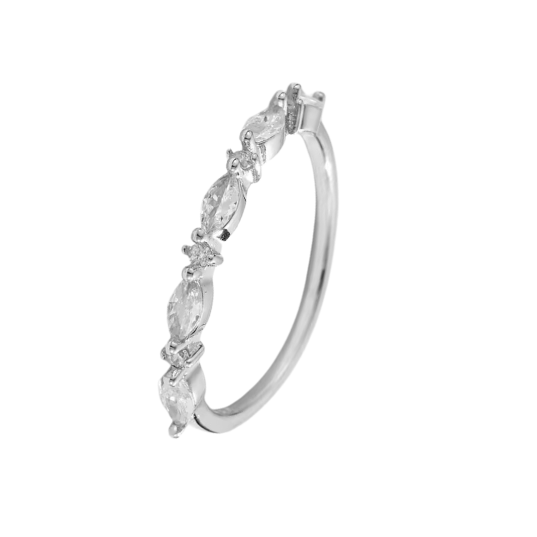 Round and Marquise Alternating Ring