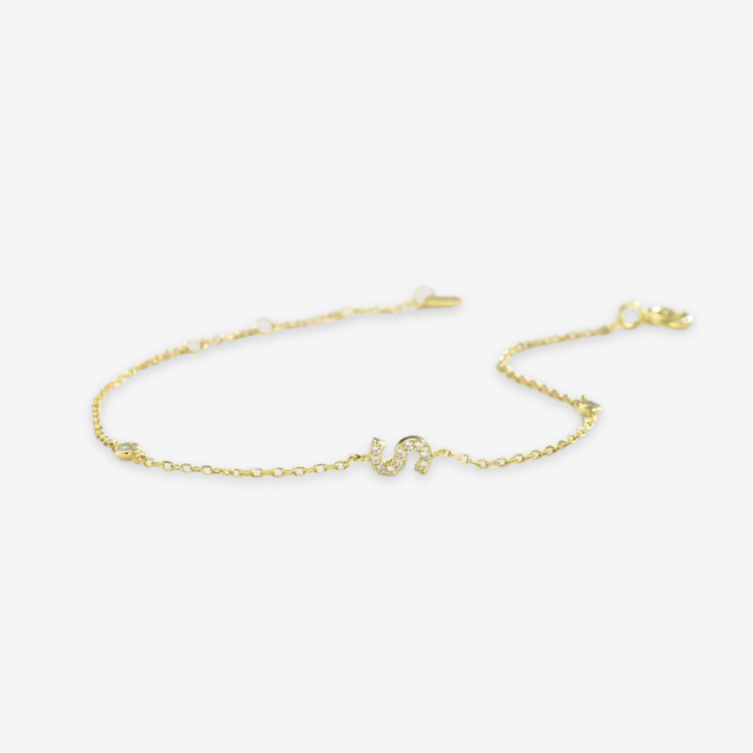 Zircon Initial Bracelet - Gold