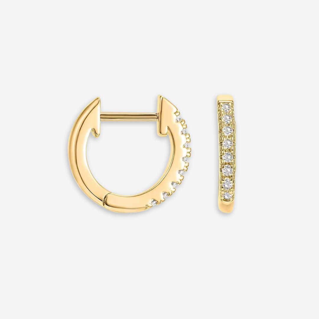 Cubic Zirconia Halo Huggie Earrings