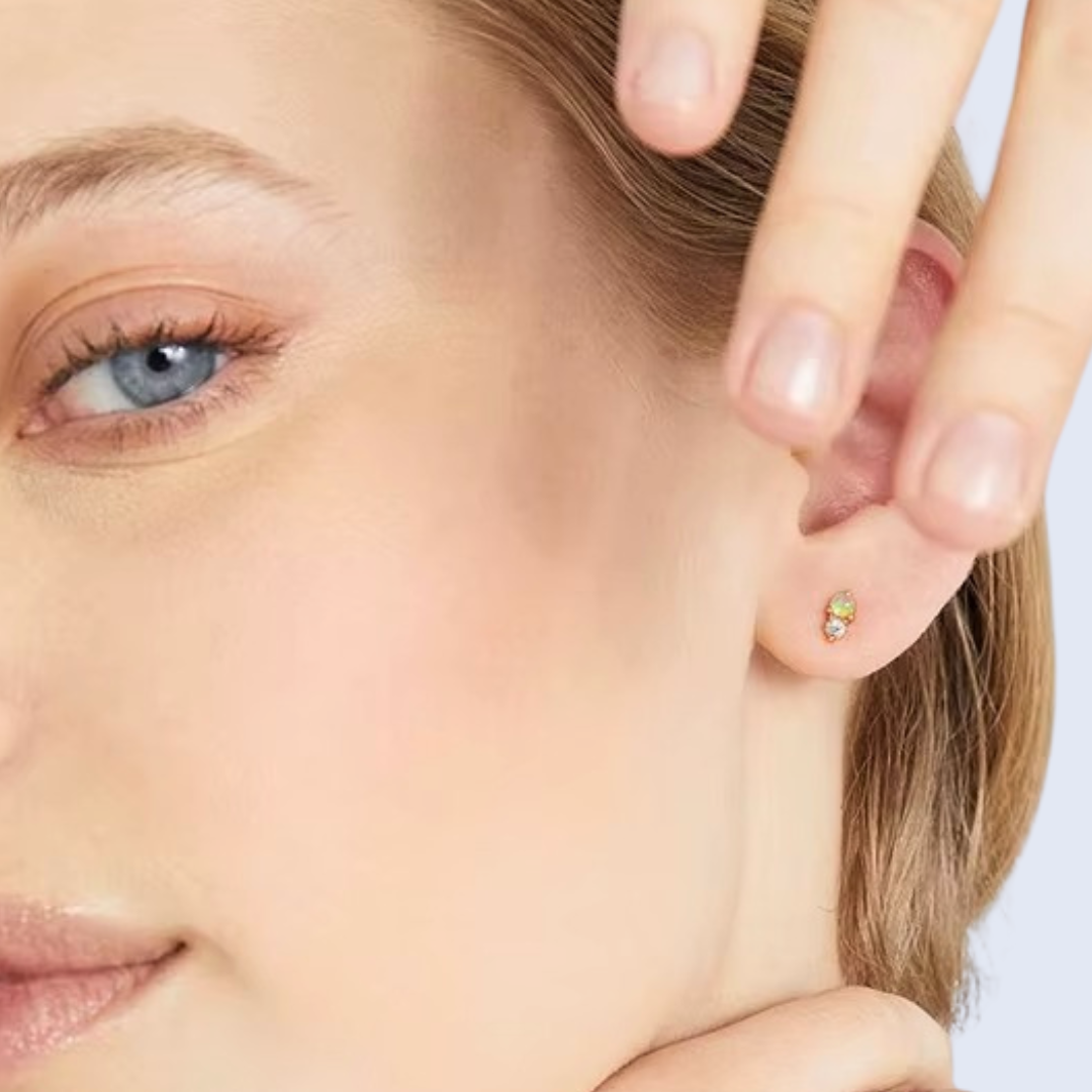 Moonstone Duo Stud Earrings
