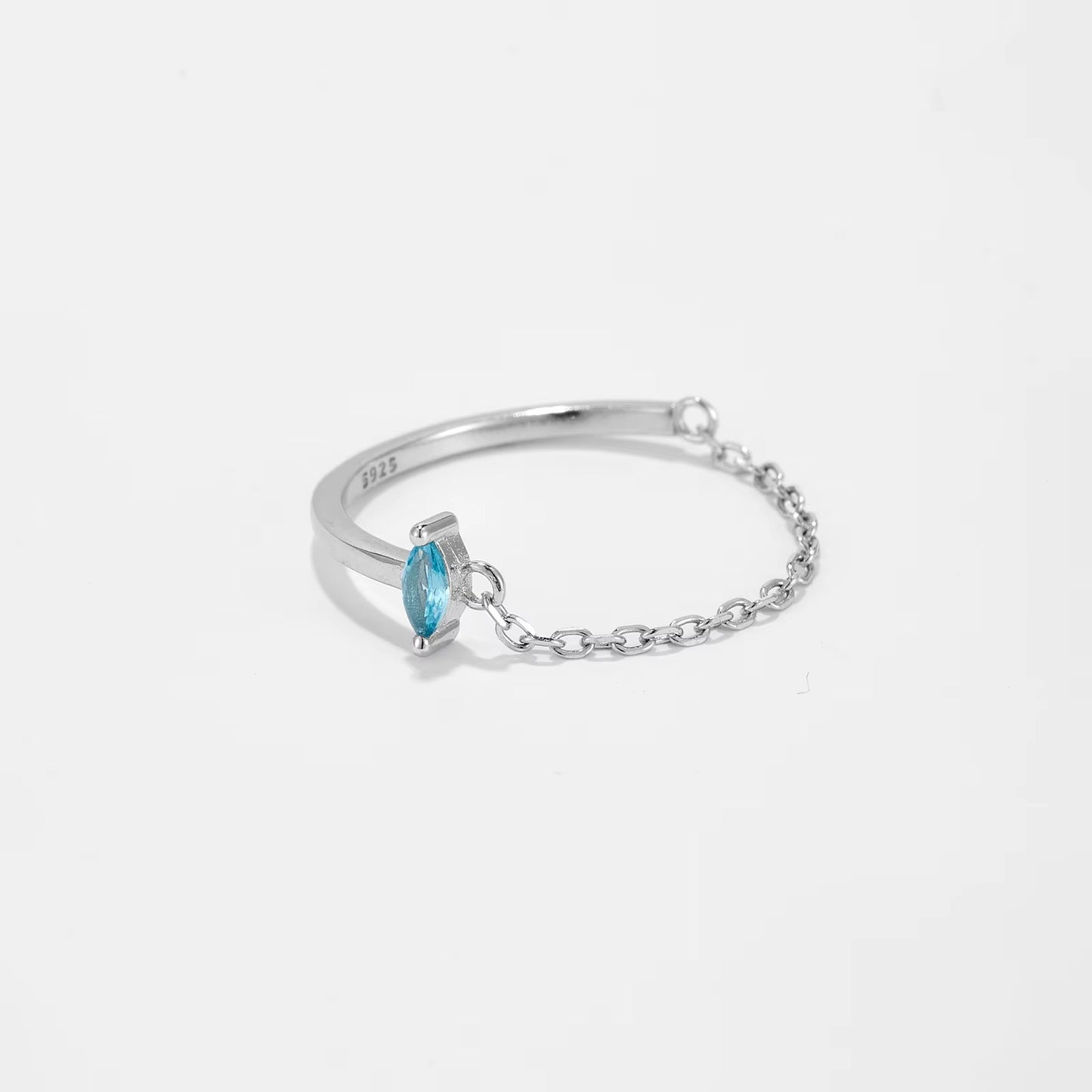 Blue Zircon Half Chain Ring