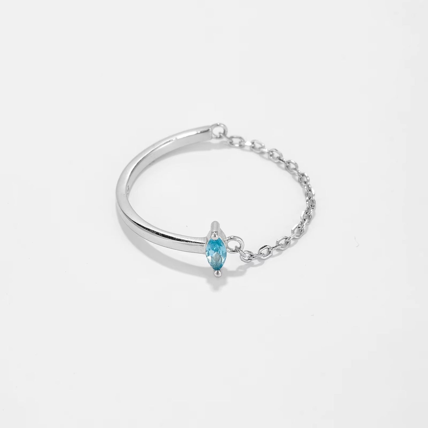 Blue Zircon Half Chain Ring