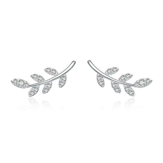 Cubic Zirconia Olive Branch Stud Earrings