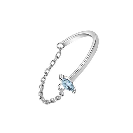 Blue Zircon Half Chain Ring