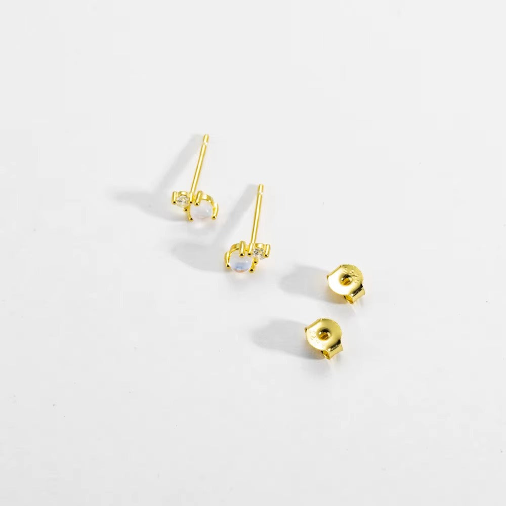 Moonstone Duo Stud Earrings