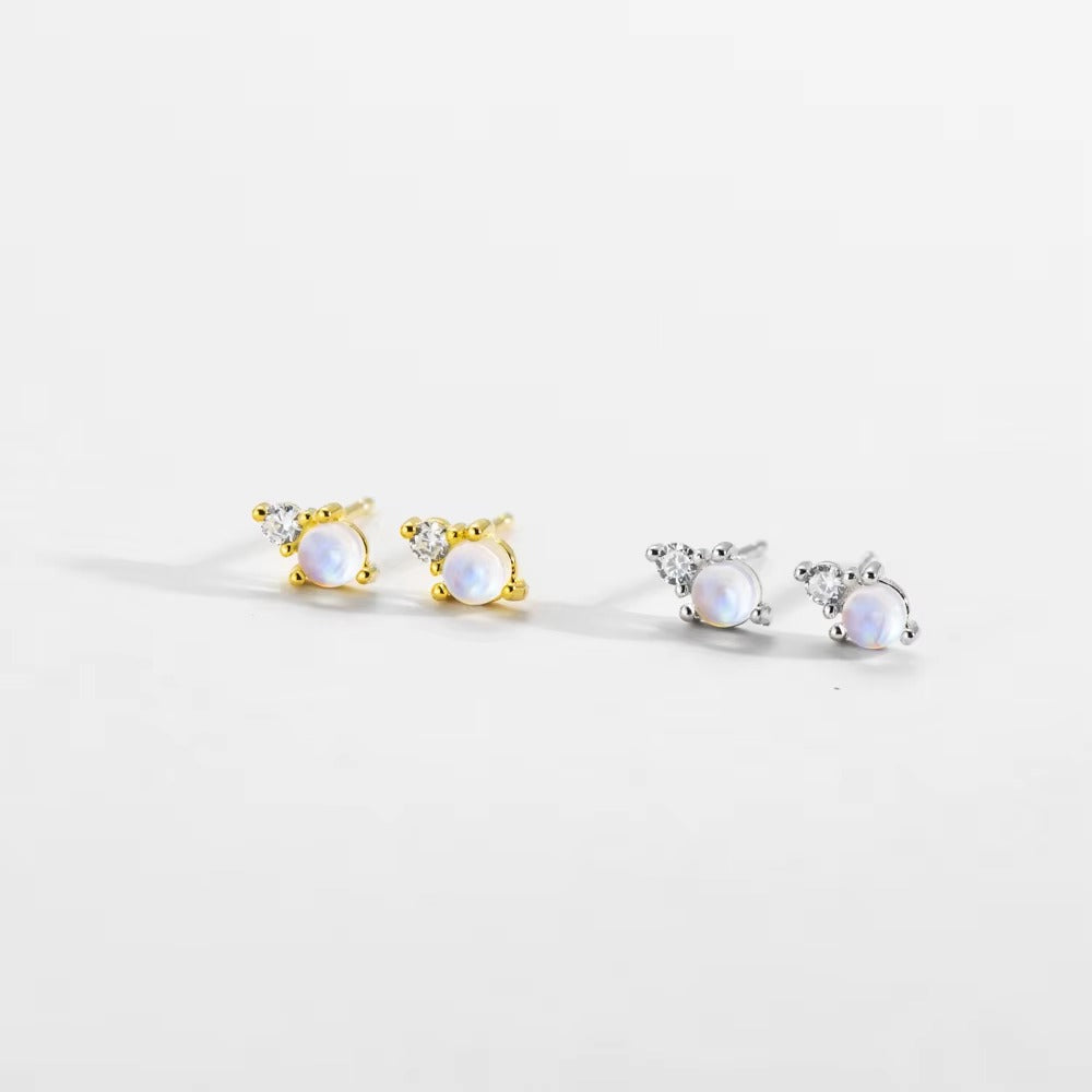 Moonstone Duo Stud Earrings