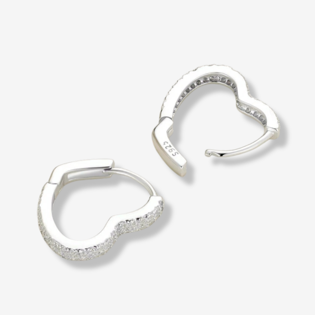 Cubic Zirconia Heart Hoops