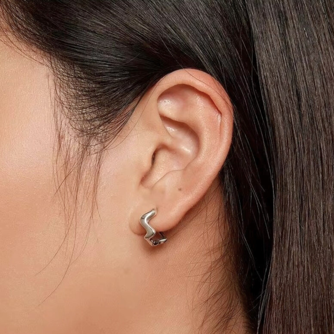 Small Wave Hoop Earrings