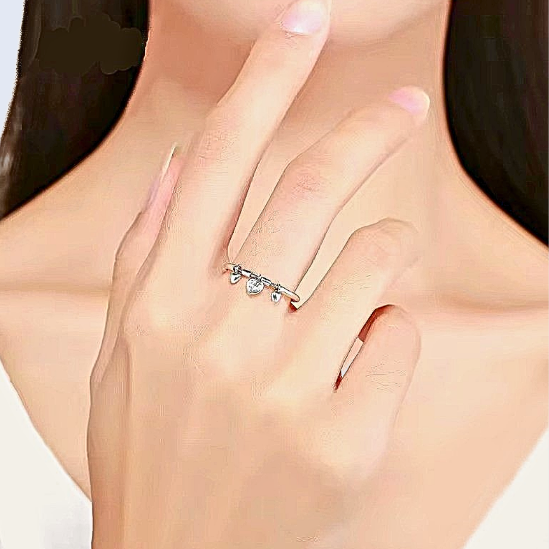 Hanging Hearts Zircon Ring