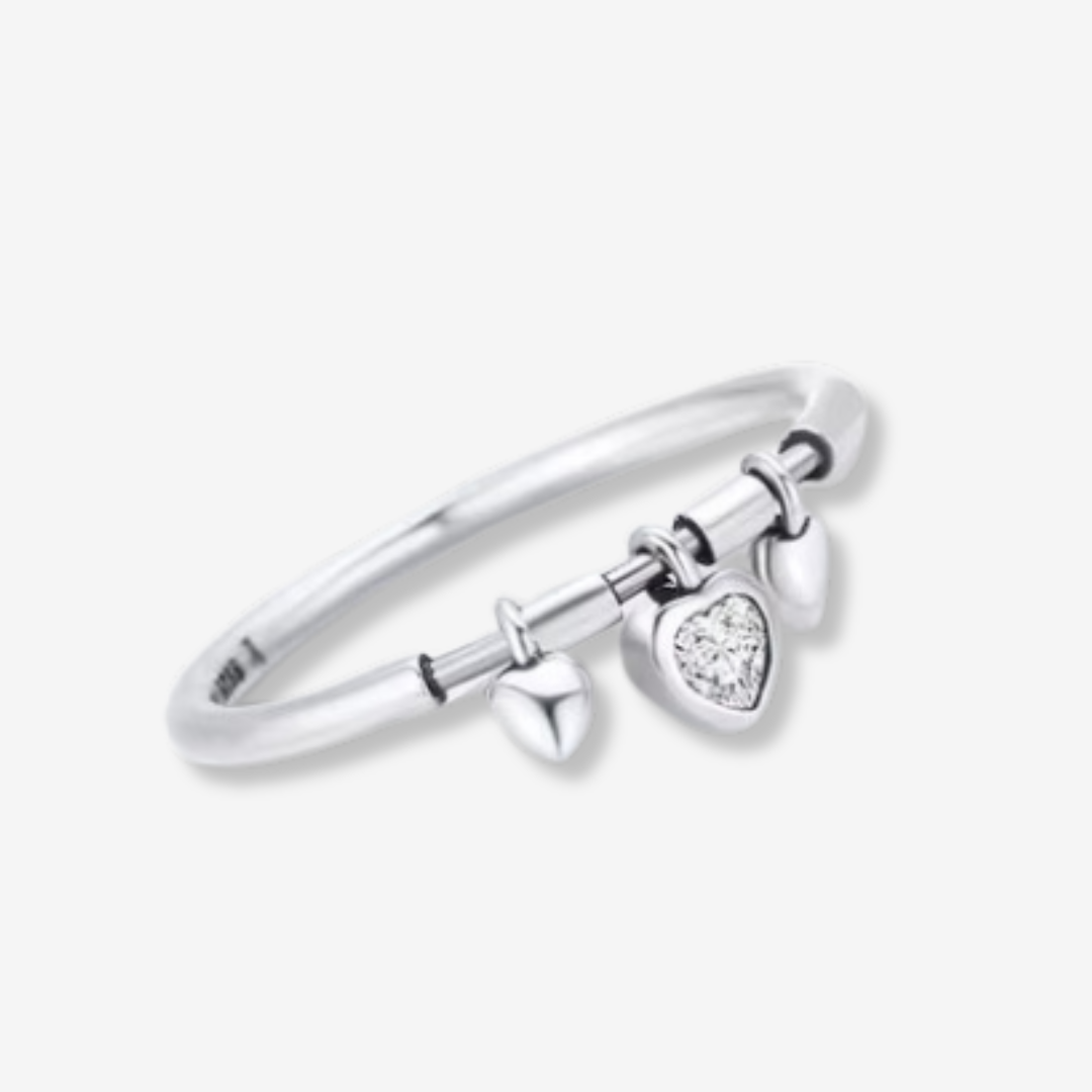 Hanging Hearts Zircon Ring