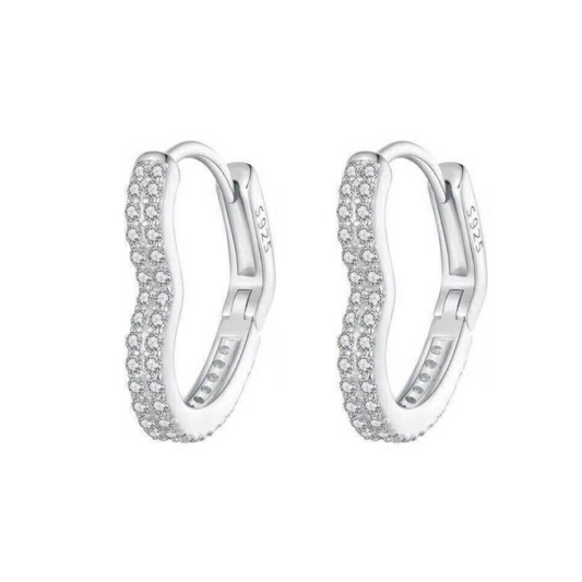 Cubic Zirconia Heart Hoops