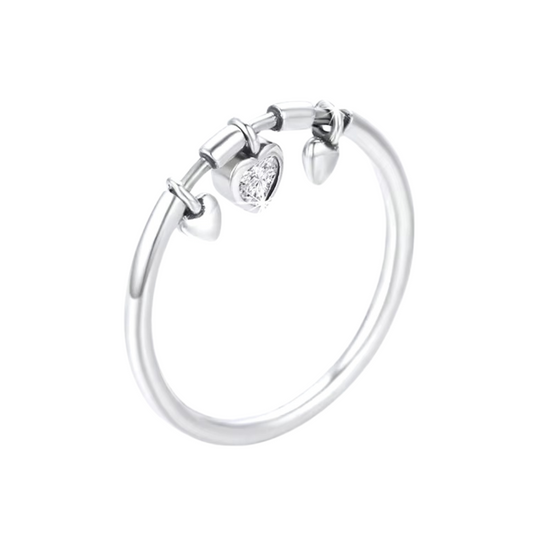 Hanging Hearts Zircon Ring