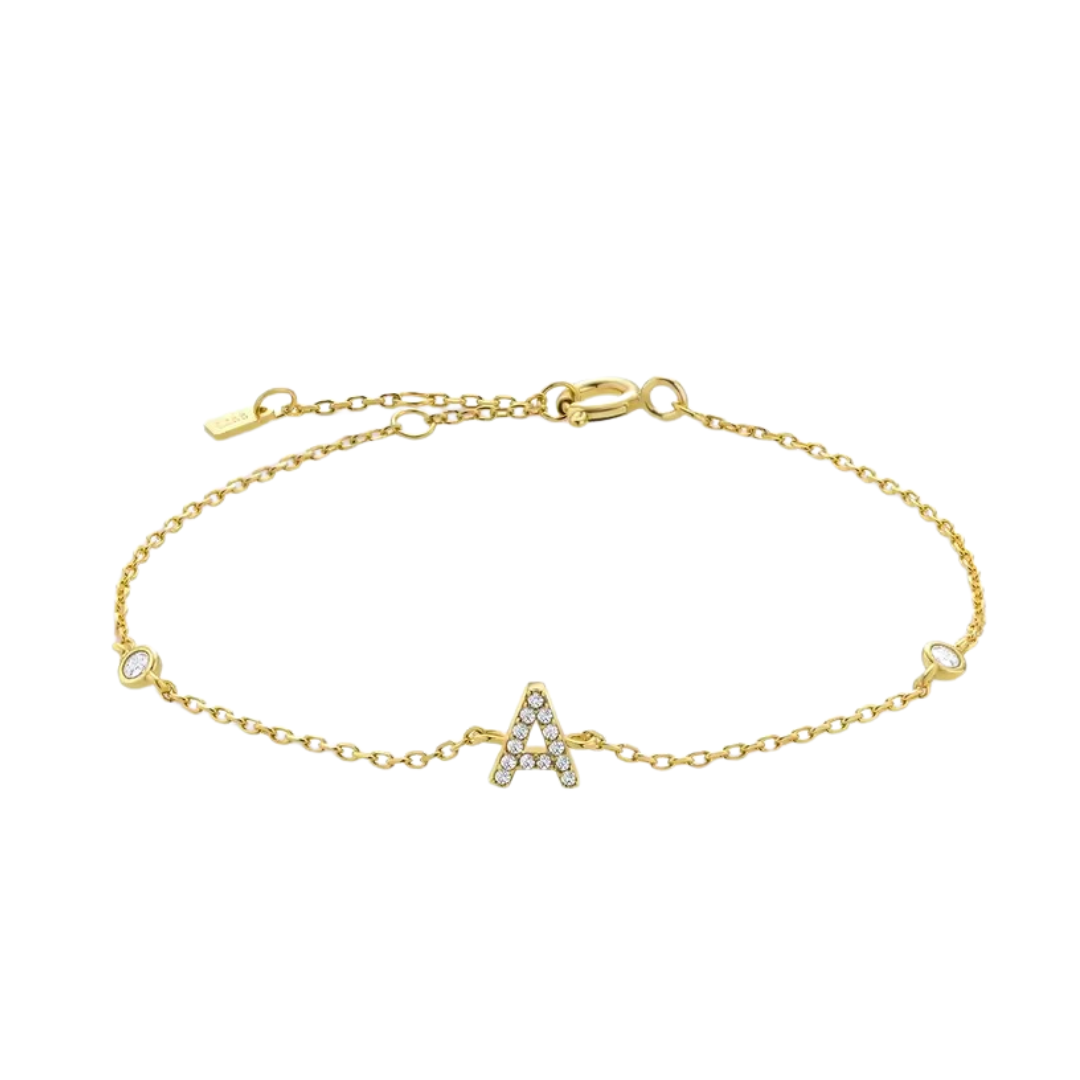 Zircon Initial Bracelet - Gold