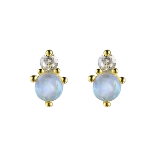 Moonstone Duo Stud Earrings