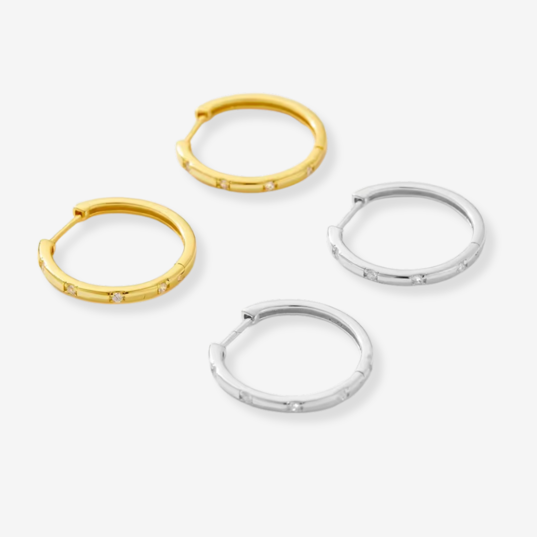 Cubic Zirconia Square-Set Hoops