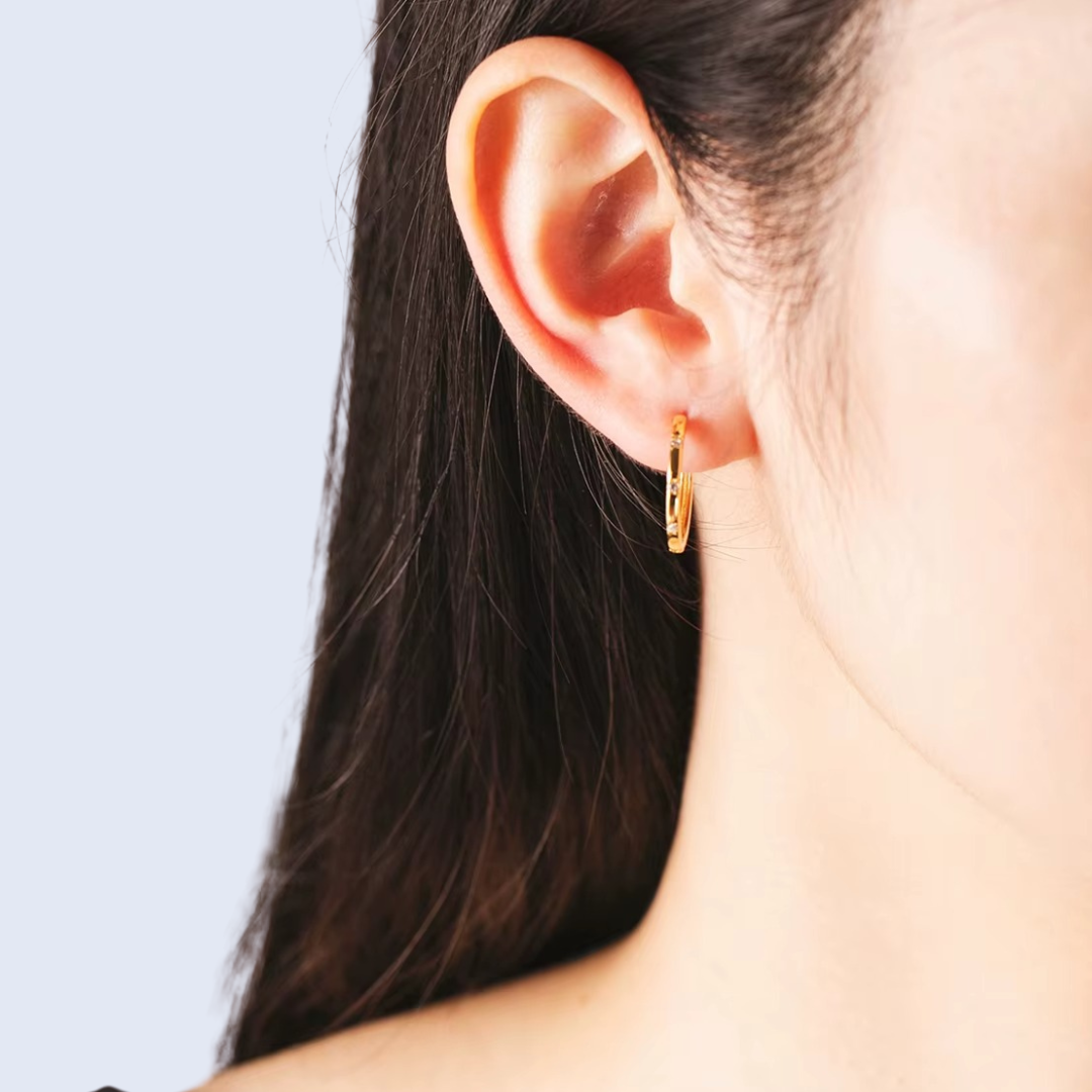 Cubic Zirconia Square-Set Hoops