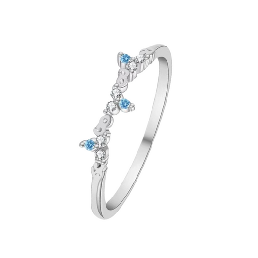 Blue Zircon Triangle Ring